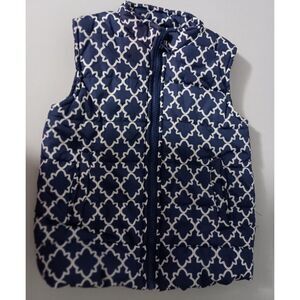 Crown & Ivy Kids, Navy / White Pattern Puffer Vest with Zipper, Girls Size 6